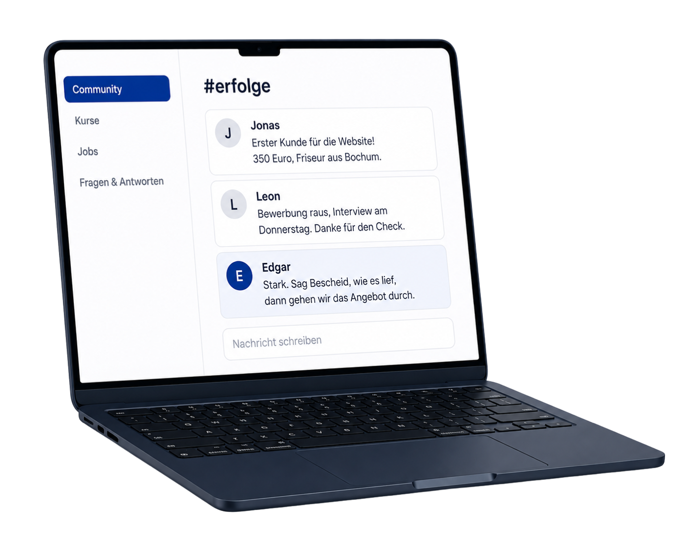 Ausfahrt Community im Laptop